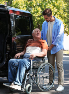 man in wheelchair talk to the man